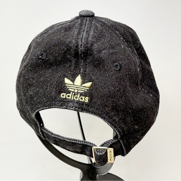 ADIDAS Women’s Black Denim Gold Trefoil Buckle Back Baseball Cap Hat One Size - Picture 4 of 10